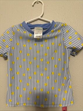 Girls' Blue Stripe & Yellow Dot Rashguard